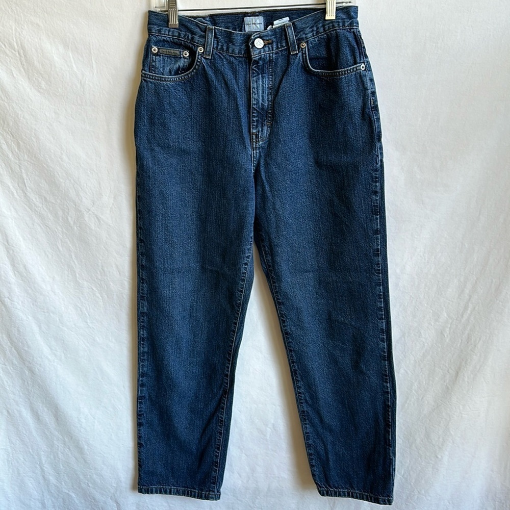 Calvin Klein Jeans double stone wash high rise blue jeans, size 10